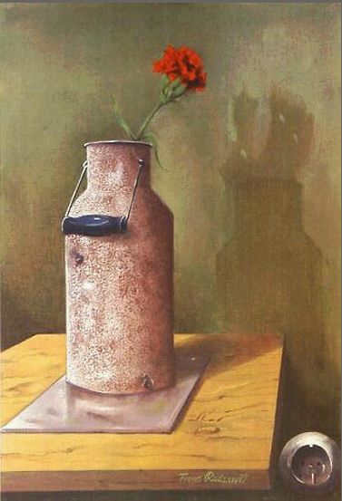 Milk Can With Red Carnation