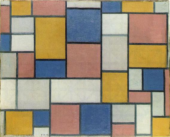 Composition With Color Panes And Gray Lines