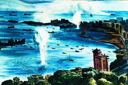 Anzio Harbor Under Bombardment