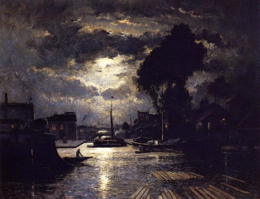 Canal in Saint Denis Effect of Moonlight