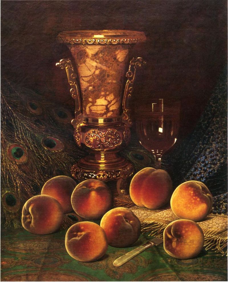 Still Life with Peaches and Marble Vase