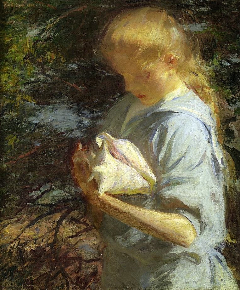 Eleanor Holding a Shell, North Haven, Maine