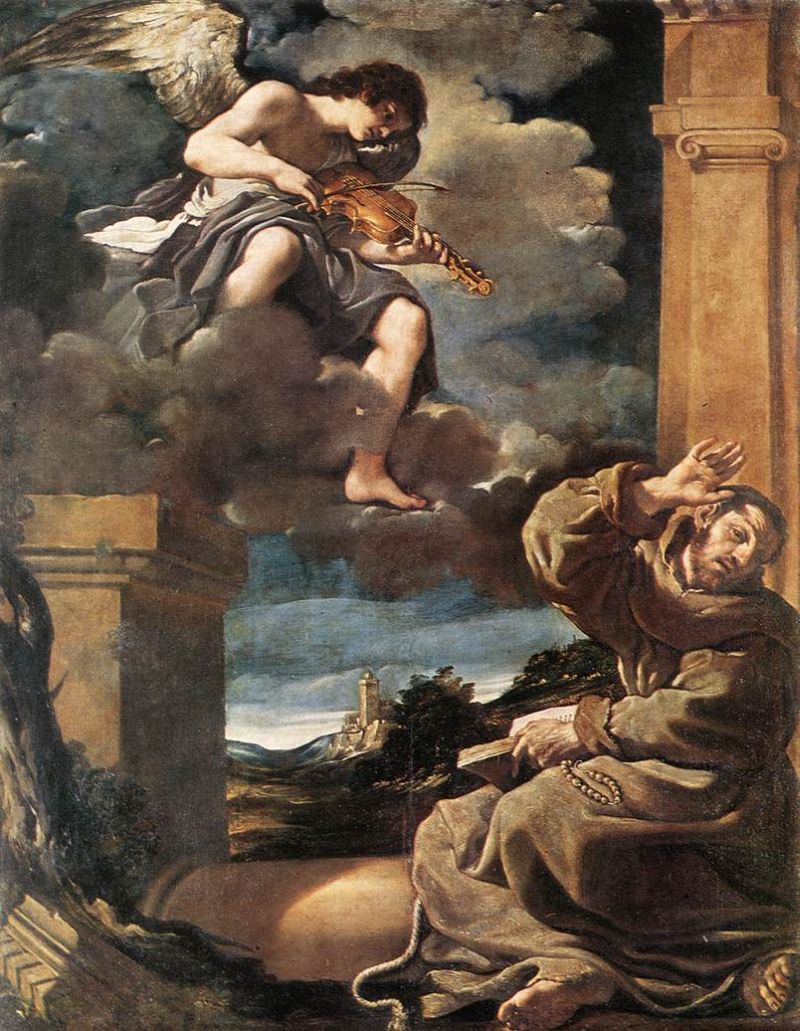 Saint Francis with an Angel Playing Violin