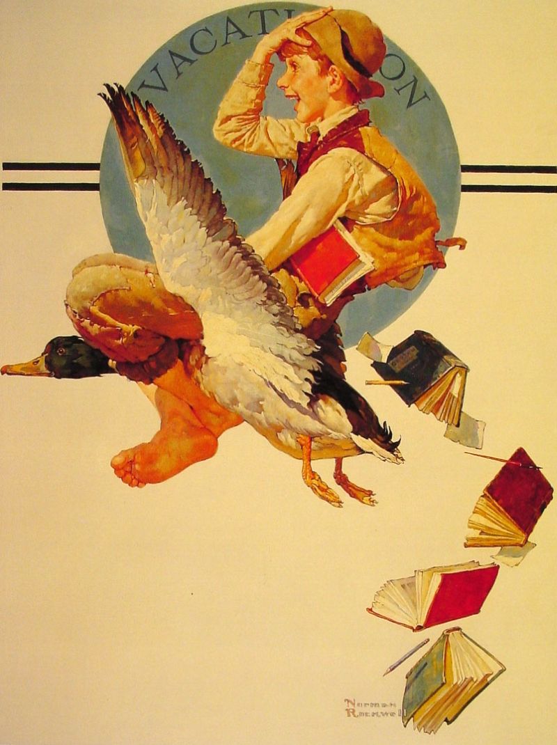 Vacation Boy Riding a Goose