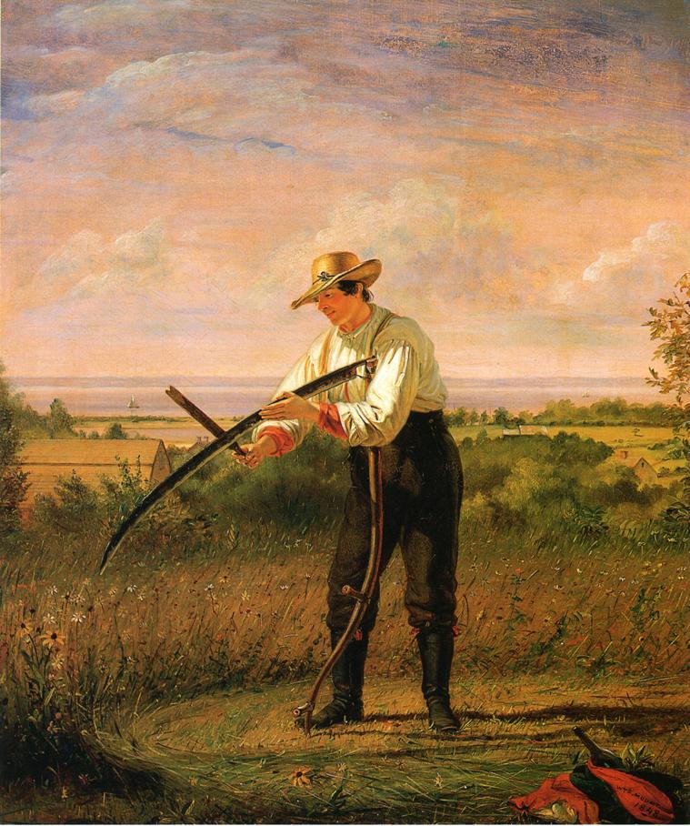 Farmer Whetting His Scythe