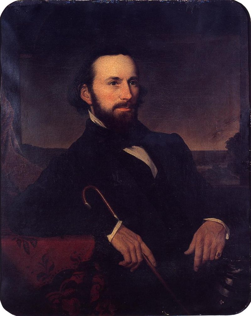 Portrait of a Man Holding a Cane