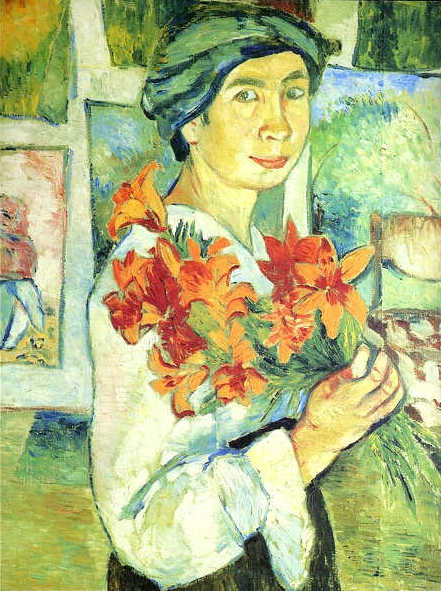 Self Portrait With Yellow Lilies