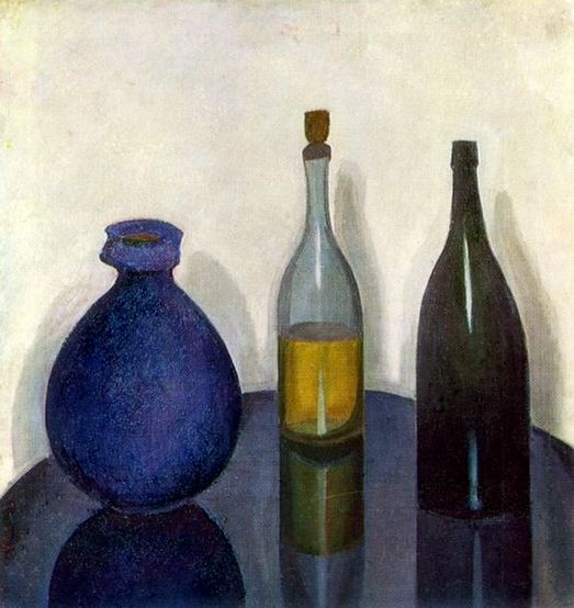 Still Life, Bottles And A Pitcher