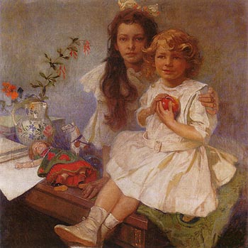 Alphonse Mucha Jaroslava and Jiri the Artist s Children 1919