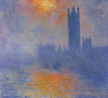 Claude Monet London Parliament with Sun Breaking Fog