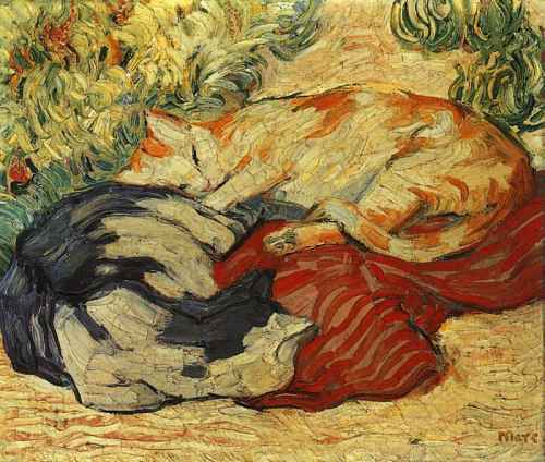 Franz Marc Cats on a Red Cloth 1909
