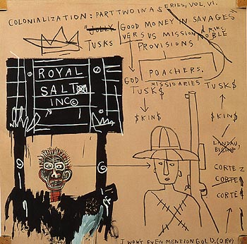 Jean-Michel-Basquiat Native Carrying Some Guns Bibles Amorites on Safari 1982