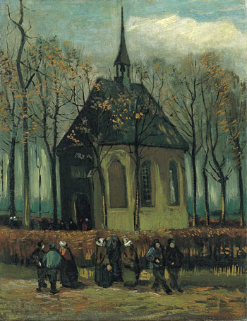 Vincent van Gogh Congregation Leaving the Reformed Church un Nuenen 1884