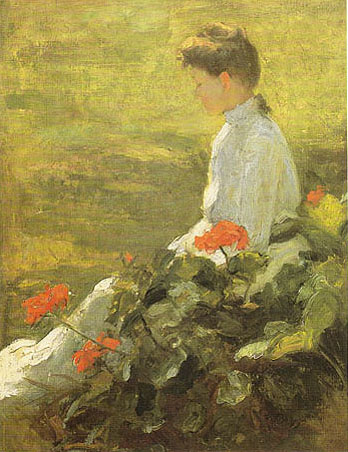 Woman with Geranmiums c 1910