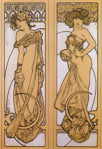 Alphonse Mucha Tow Women Standing 1902