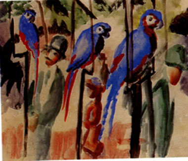 August Macke Visiting the Parrots (1914)