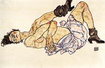 Egon Scheile RecliningFemale Nude, 1914