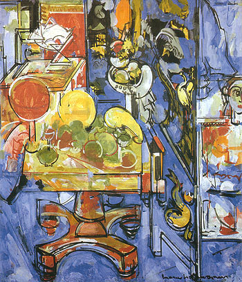 Hans Hofmann Still Life Table With Vases and Cupboard 1935