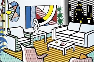 Roy Lichtenstein Interior with Skyline