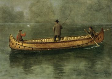 Albert Bierstadt Fishing from a Canoe oil painting