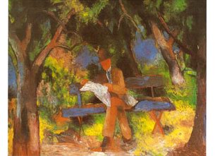 Auguste Macke Lesender Mann in Park oil painting