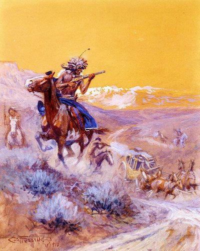 Charles M. Russell Indian Attack oil painting reproduction