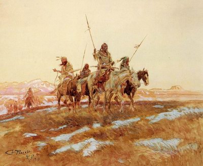 Charles M. Russell Piegan Hunting Party oil painting reproduction