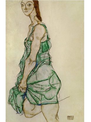 Egon Schiele Standing Woman in Green Shirt