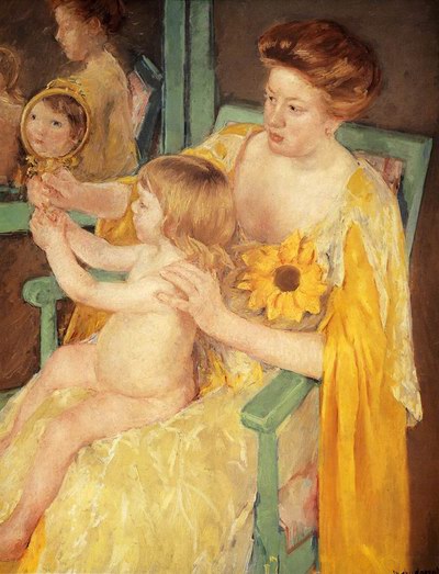 Mary Cassatt Mother Wearing A Sunflower On Her Dress