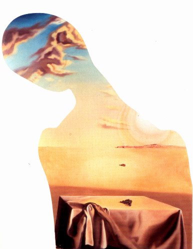 Salvador Dali head full of clouds