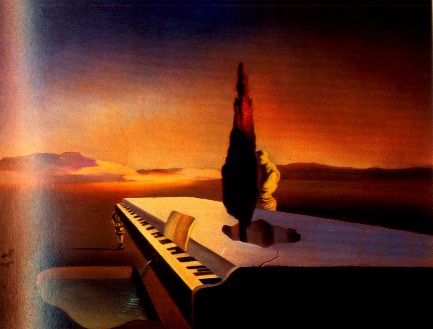 Salvador Dali Necrophilac Foutain flowing from a grand piano