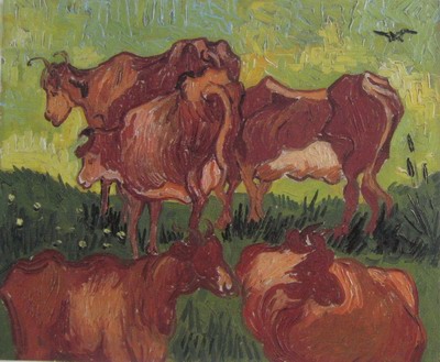 Vincent Van Gogh cows oil painting