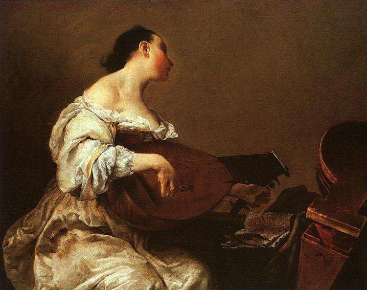 Woman Playing a Lute