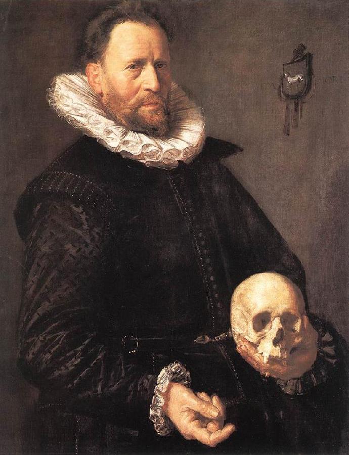 Portrait of a Man Holding a Skull s