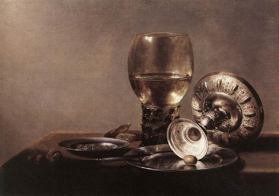 Still-life with Wine Glass and Silver Bowl dsf