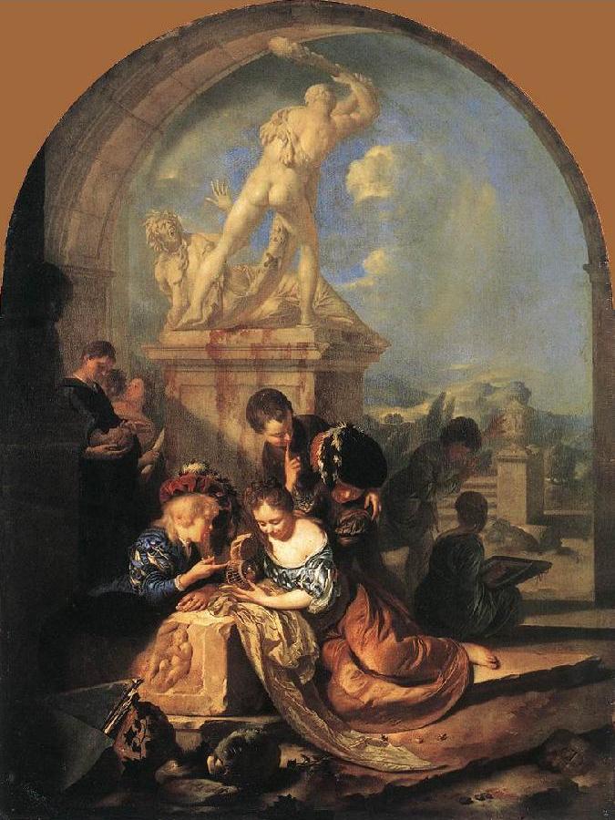 Children Playing before a Hercules Group