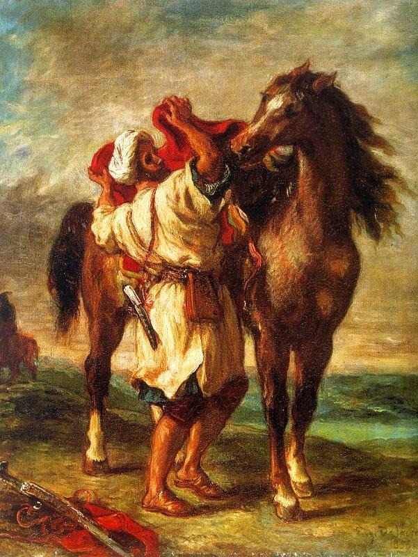 Arab Saddling his Horse