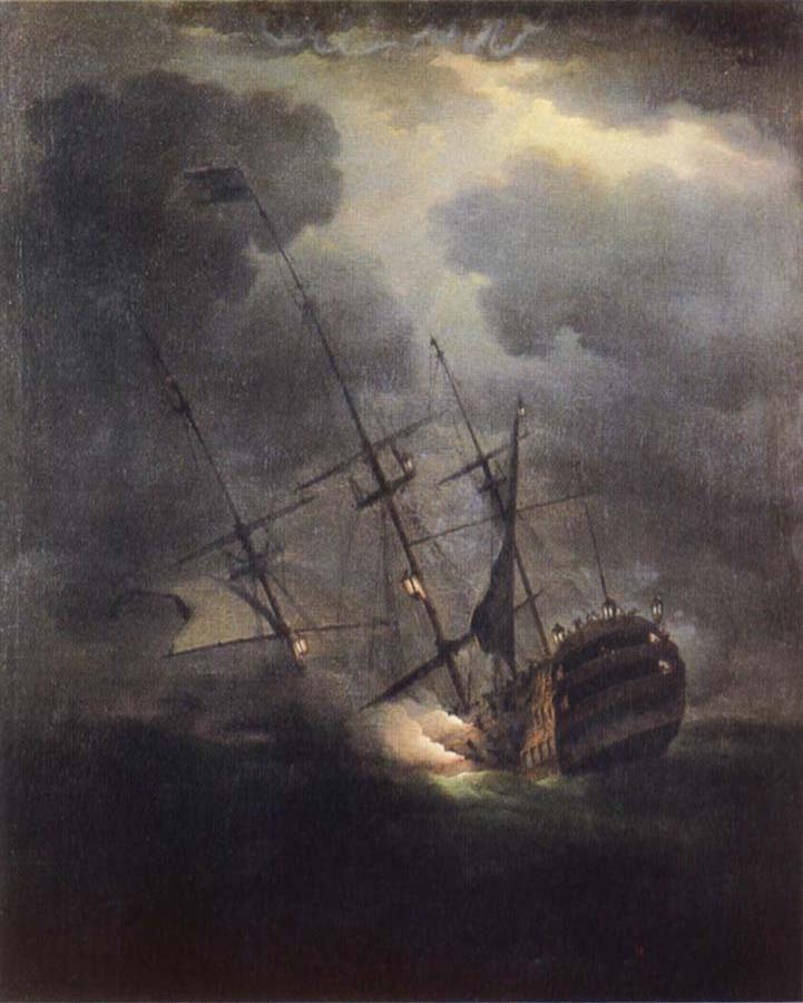 The Loss of H.M.S. Victory in a gale on 4 October 1744