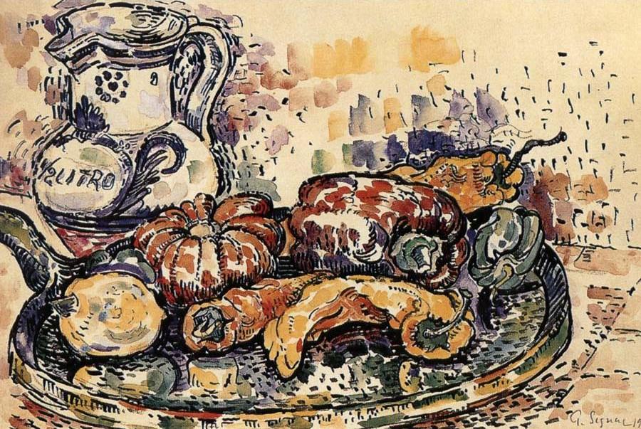 The still life having bottle