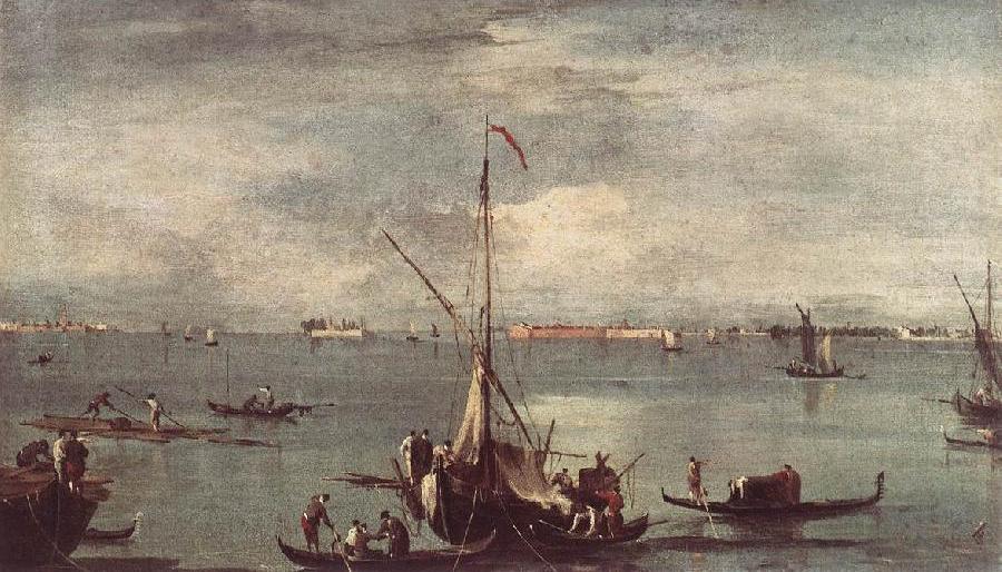The Lagoon with Boats, Gondolas, and Rafts kug
