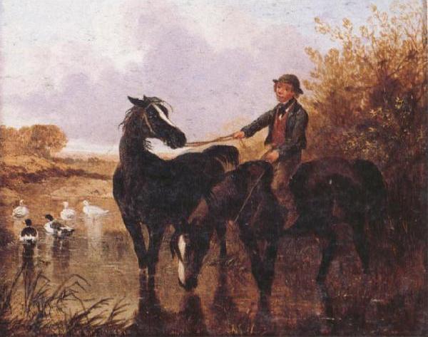 Watering The Horses and Farmyard Companions:a Pair of Paintings