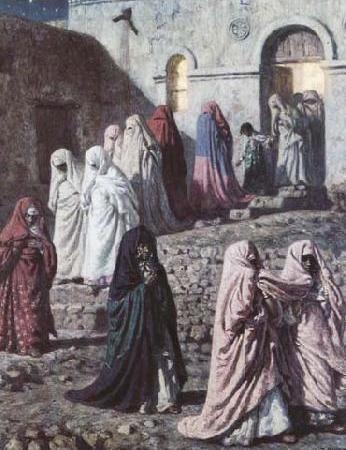 Musulmanes sortant dune mosquee de village (mk32)