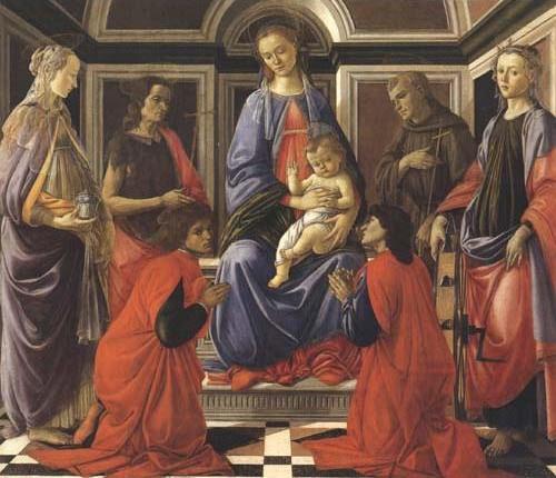Madonna enthroned with Child and Saints (Mary Magdalene,John the Baptist,Cosmas and Damien,Sts