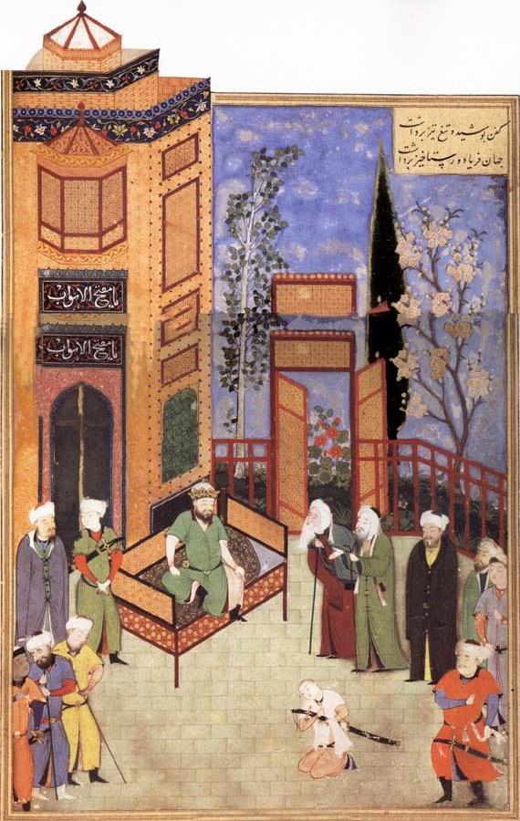 His Ministers plead with the Sasanian king Hurmuzd to forgive his son Khusro