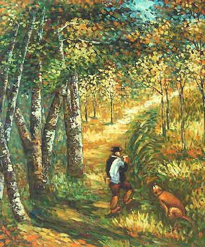 Young Man Walking with Dogs
