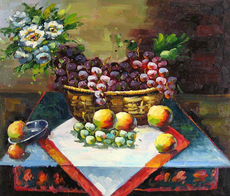 Fruit and Flowers in a Basket