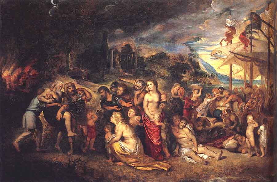 Aeneas and His Family Departing from Troy