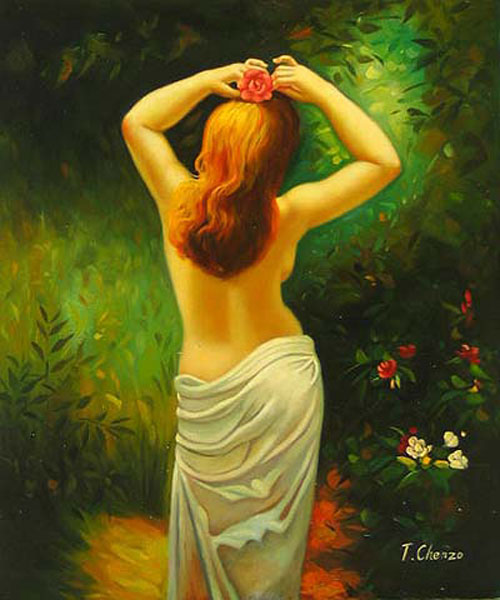 Nude with Red Flower