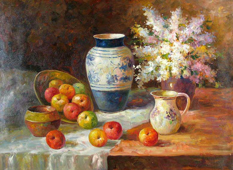 Vase and Apples