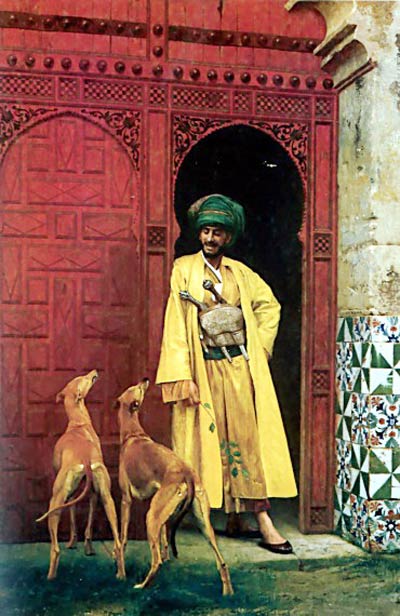 An Arab and His Dogs